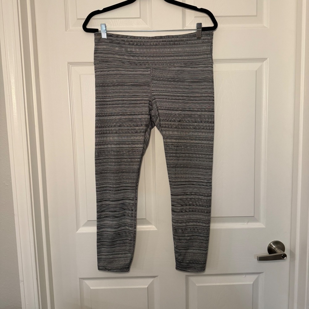 Athleta High Waisted Leggings Black White Large Space Dye Athleisure Gym